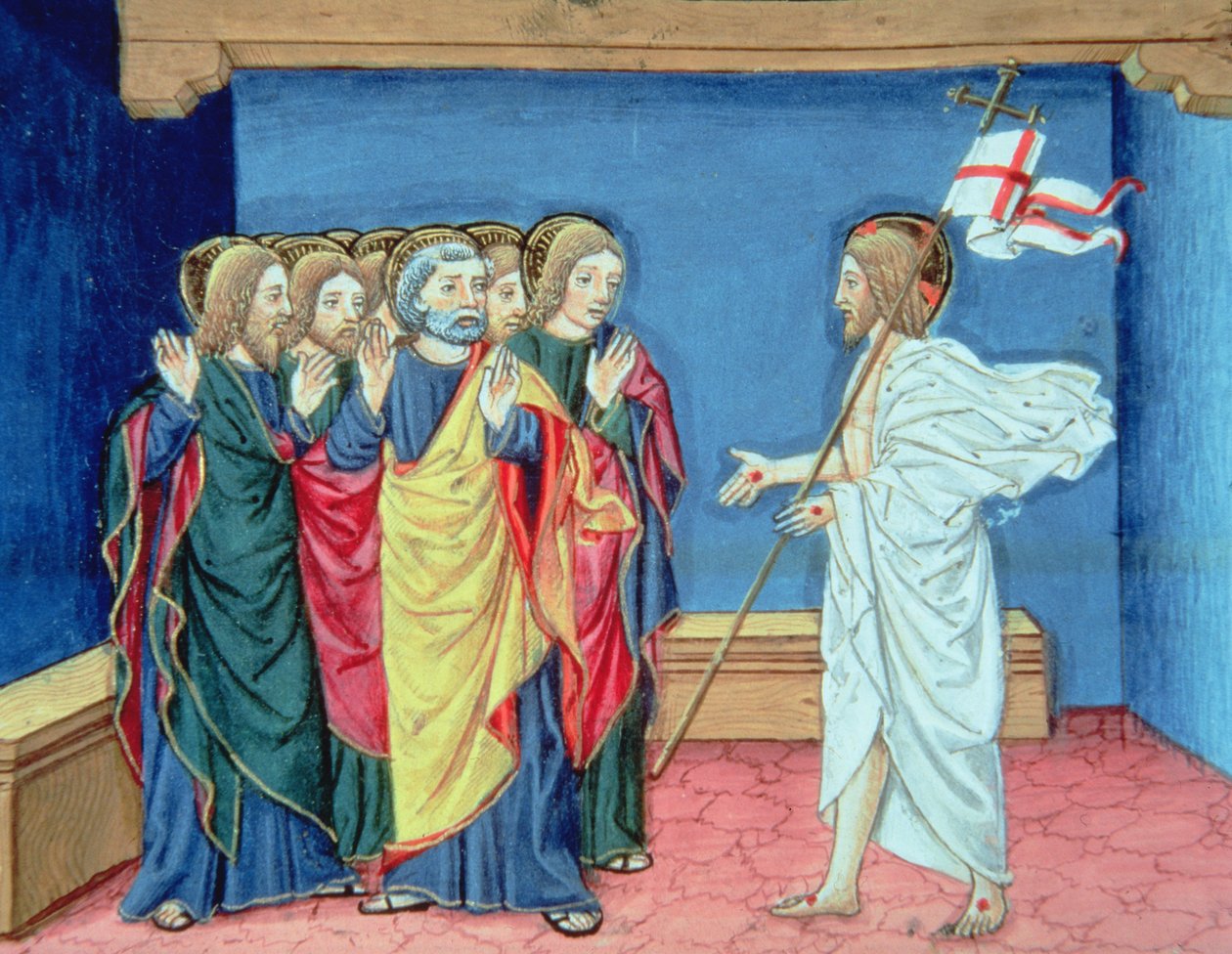Fol.132va Der auferstandene Christus zeigt den Jüngern seine Hände und die Wunde in seiner Seite von Italian School