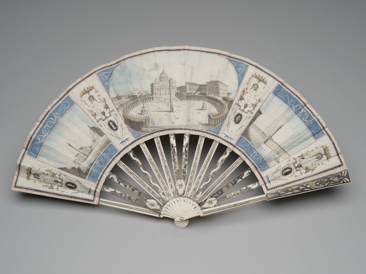 Faltfächer mit Ansichten der Denkmäler von Rom, ca. 1780er-1790er von Italian School