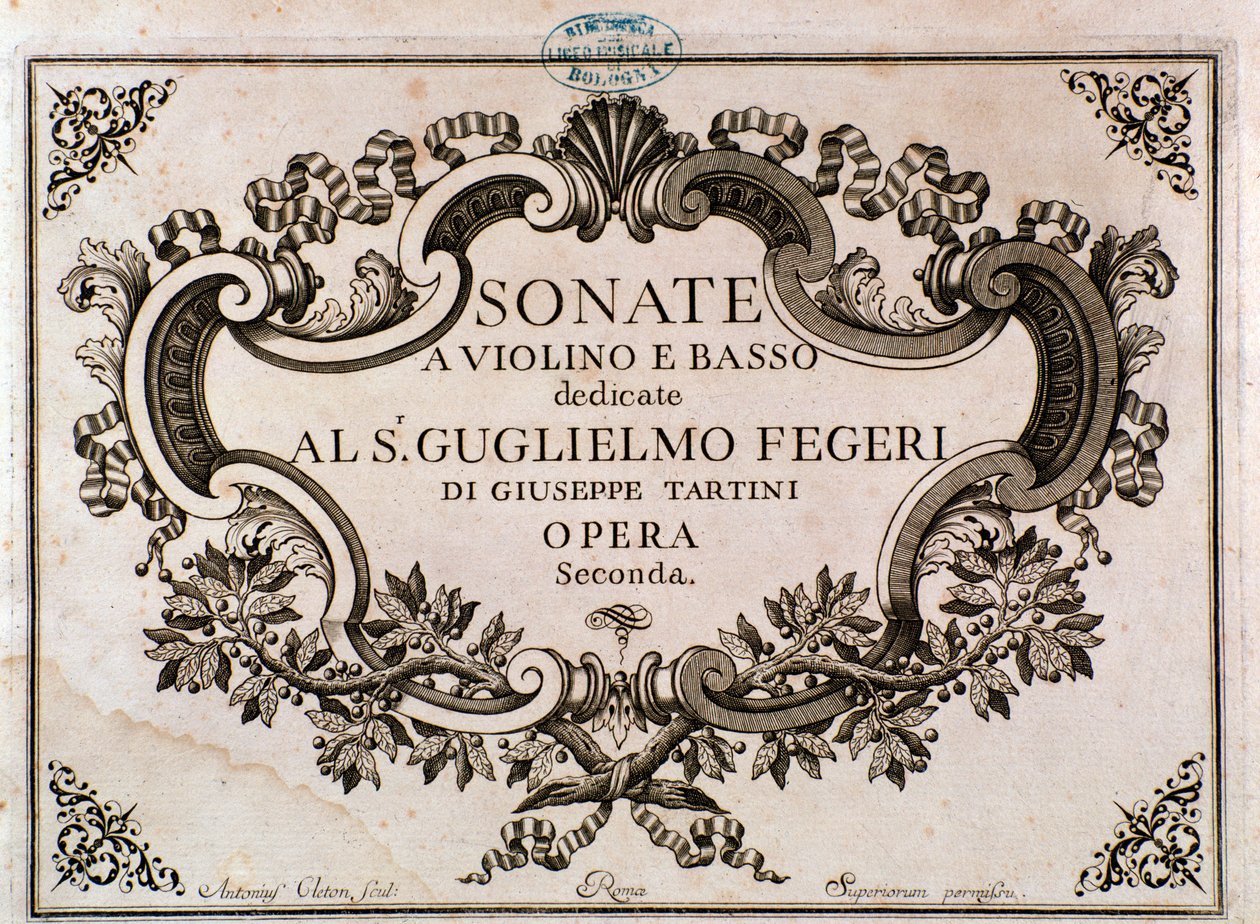 Frontispiz der Partitur für Sonaten von Giuseppe Tartini von Italian School