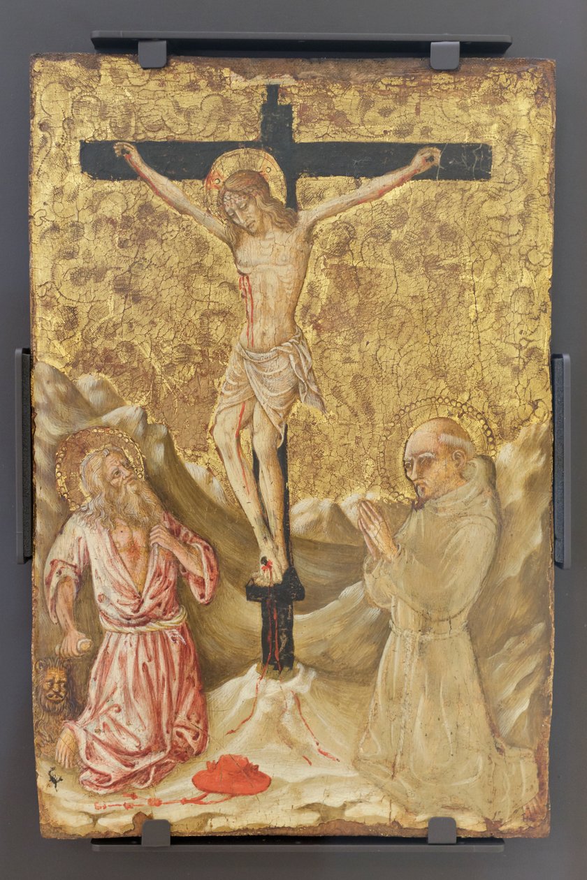Das Kruzifix zwischen San Girolamo und San Bernardo da Siena, Meister der Verkündigung Jacqemart Andre