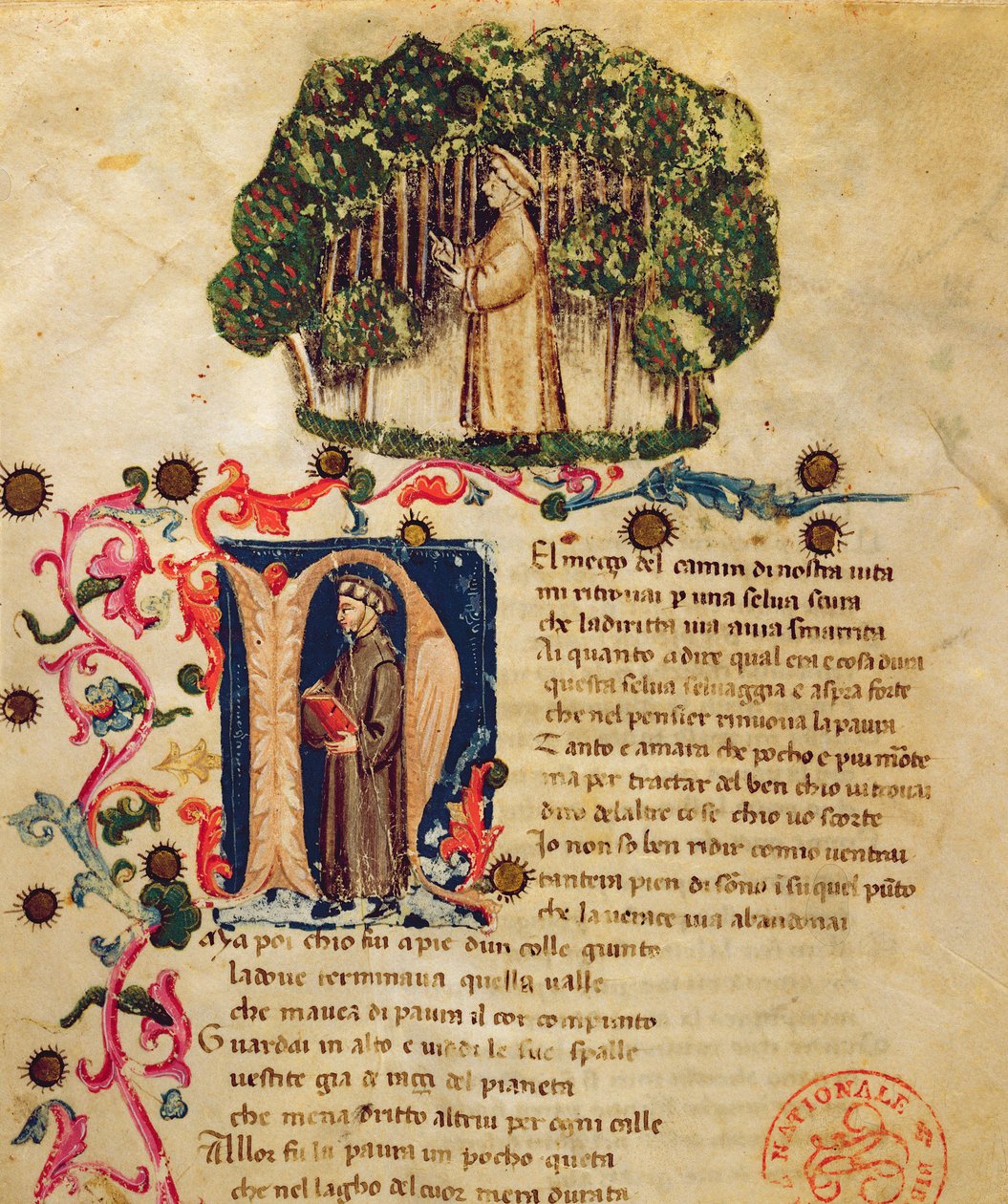 Ms It.474 Eröffnungsszene von Dantes 