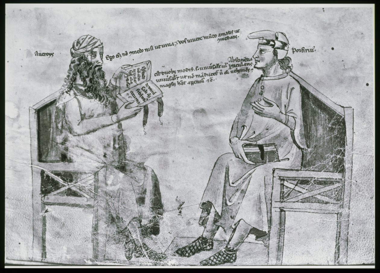 Ms Lat 6823 fol.2 Averroes (1126-98) im Gespräch mit Porphyry (ca. 232-ca. 305) von Italian School