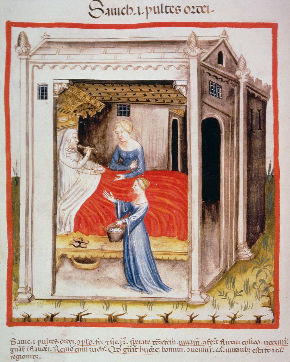 Nova 2644 fol.44v Gerstensuppe probieren, aus Tacuinum Sanitatis von Italian School