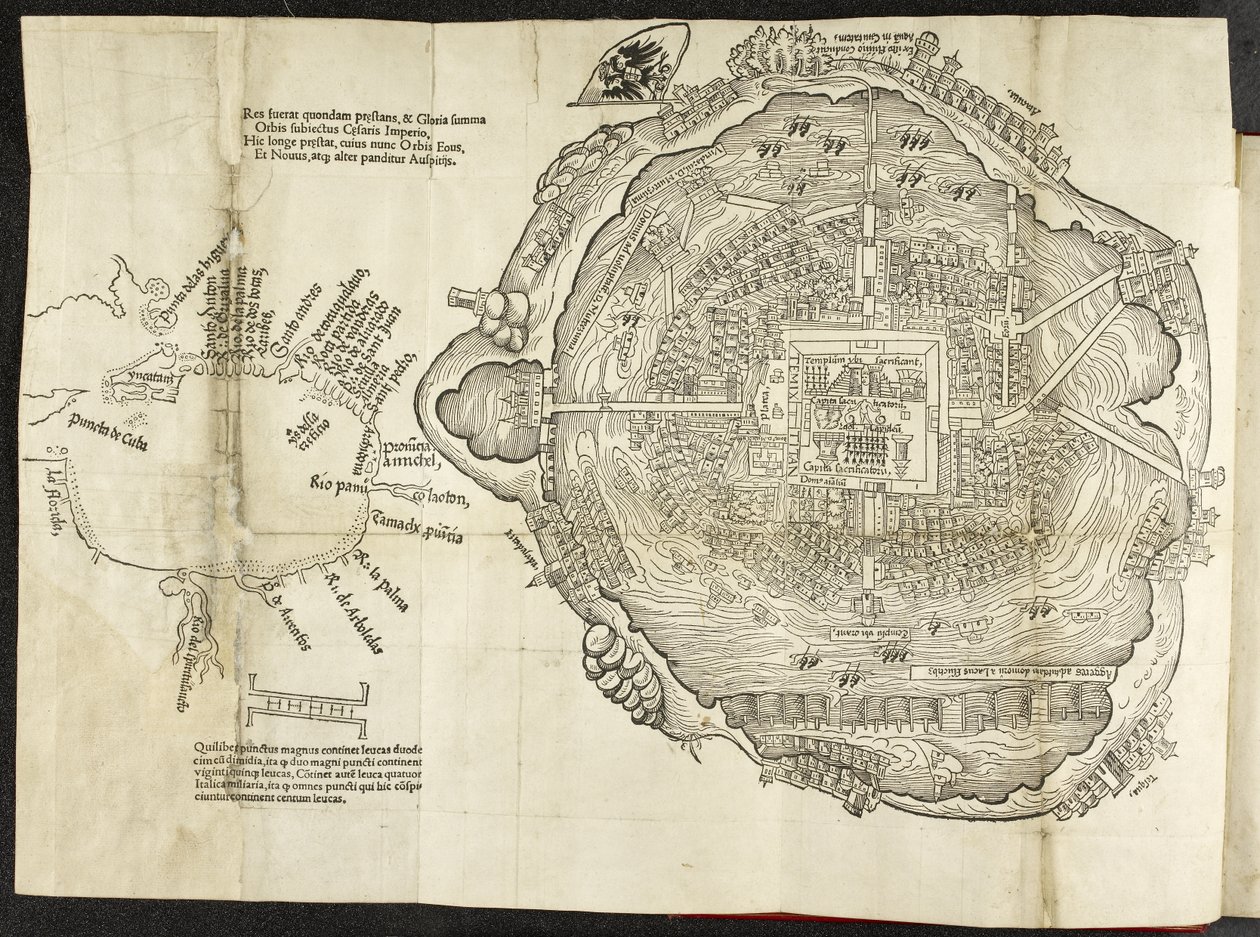 Plan von Mexiko, in Hernando Cortés, La preclara narratione di Ferdinando Cortese della Nuova Hispagna, Venedig von Italian School