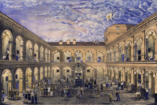 Politische Gefangene in der Festung Civita Castellana in der Nacht des 21. Juni 1846, begnadigt zur Krönung von Papst Pius IX von Italian School