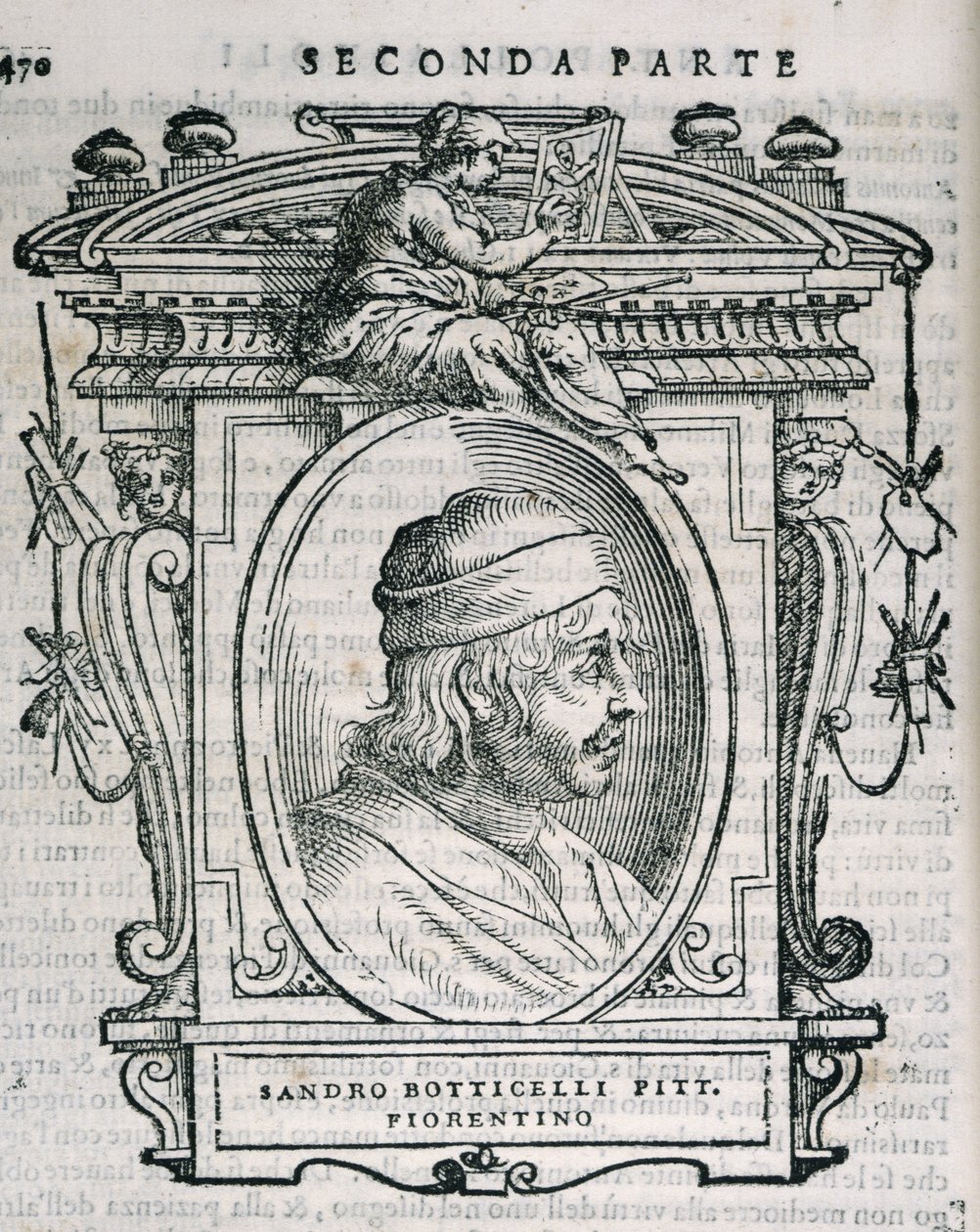 Porträt von Sandro Botticelli (1445-1510) aus Vasaris Leben der Künstler, erstmals veröffentlicht 1550 von Italian School