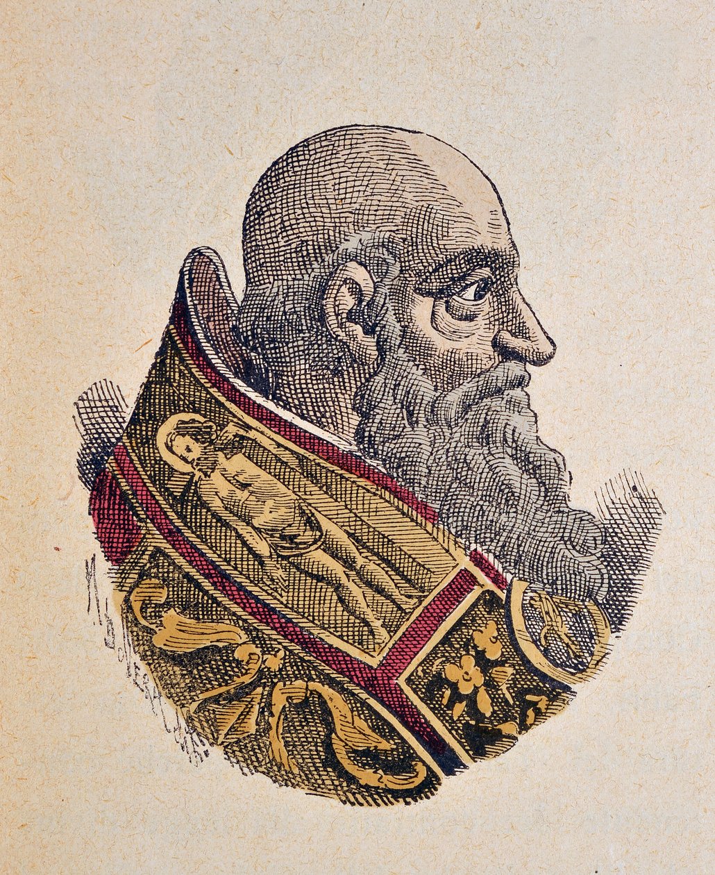 Porträt von Papst Paul III. (Paolo, Paulus oder Alessandro Farnese) (1534-1549), 1898 (Stich mit späterer Kolorierung) von Italian School