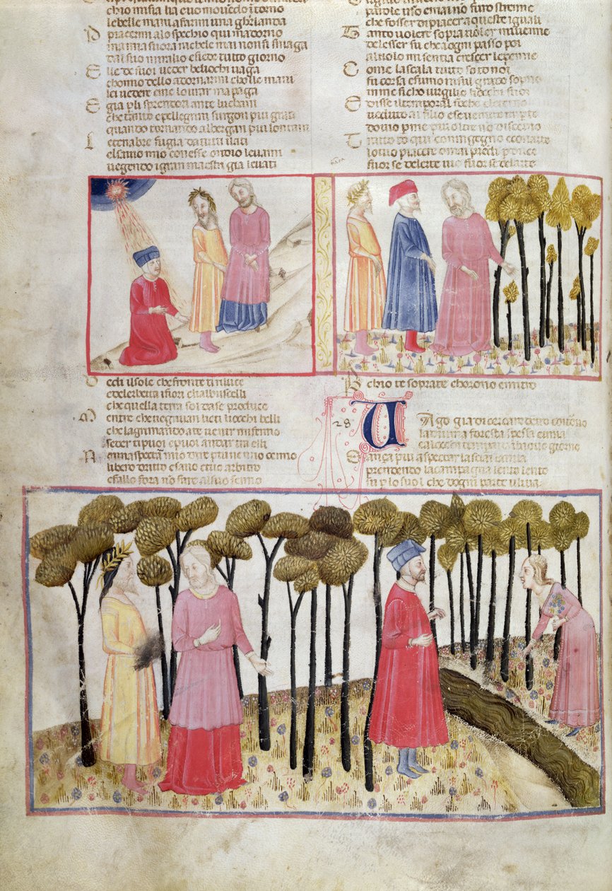 Virgil nimmt Abschied und der Göttliche Wald, aus der Göttlichen Komödie von Dante Alighieri (1265-1321) von Italian School