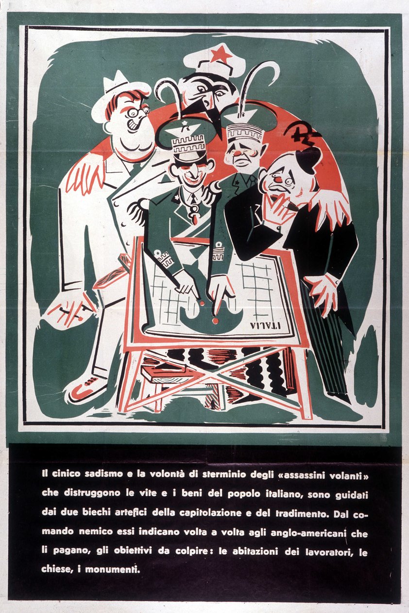 Satirische Vignette gegen Verräter Victor Emmanuel III und Badoglio von Italian School