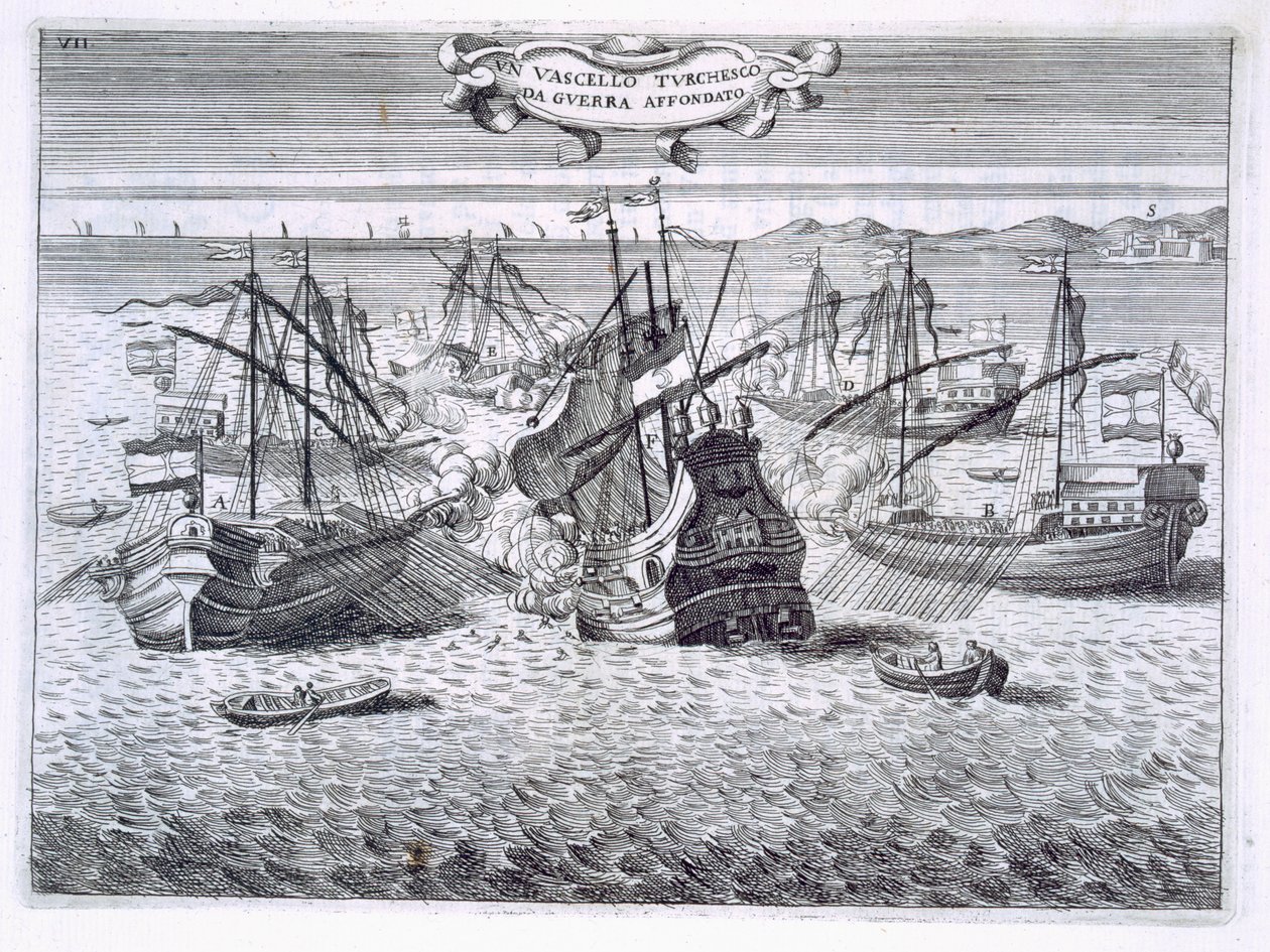 Versenkung eines türkischen Kriegsschiffs, Illustration aus 