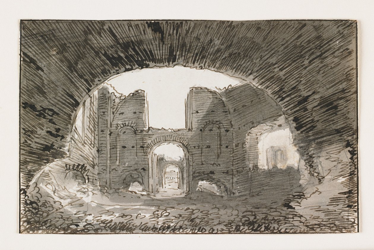 Skizze der Caracalla-Thermen, frühes 19. Jahrhundert von Italian School