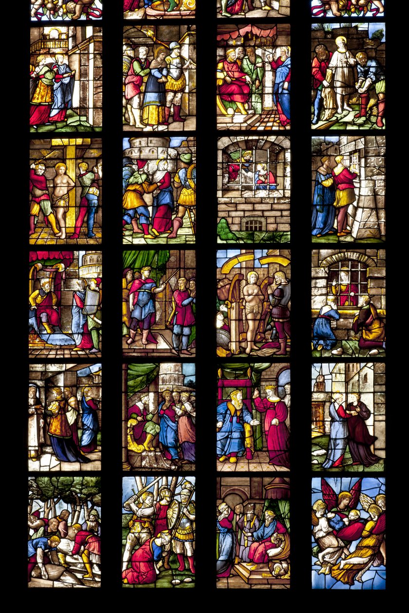 Geschichten der Heiligen Katharina von Alexandria (Buntglas) (Detail) von Italian School