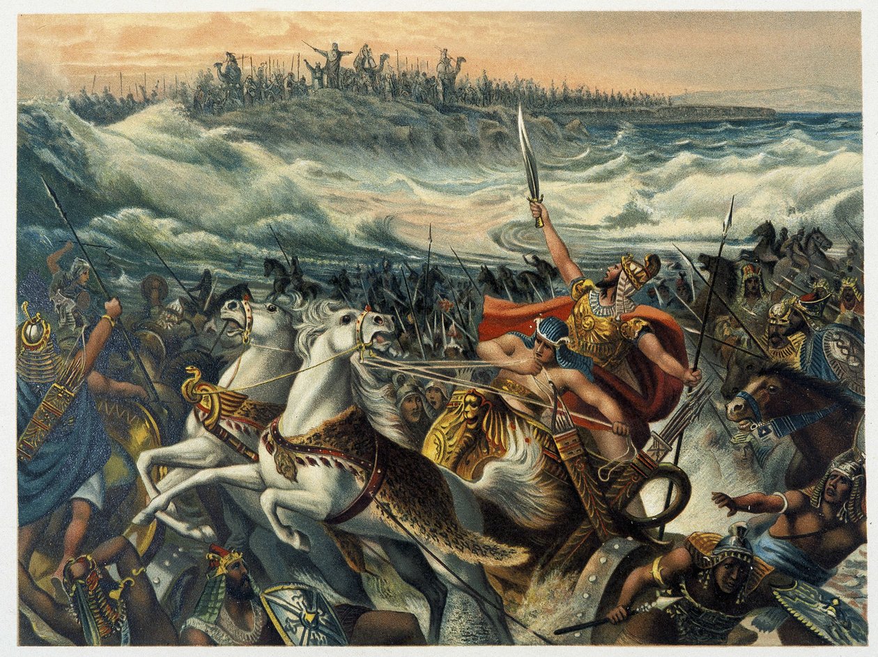 Die Ägypter ertrinken im Roten Meer - in „Aurea Bibbia classica: storia della rivelazione divina nell