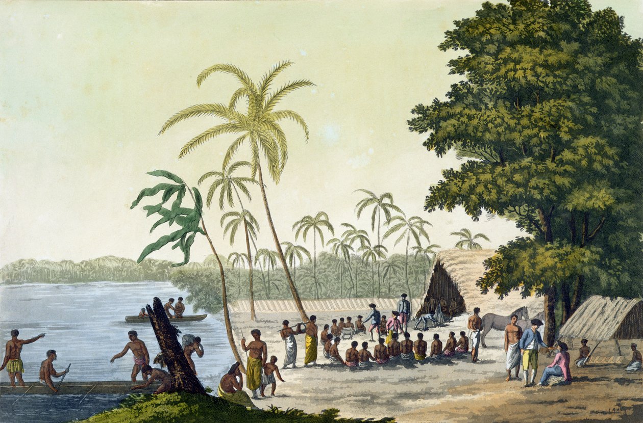 Der Hafen von Anamooka, Tafel 82 aus Le Costume Ancien et Moderne, von Jules Ferrario, veröffentlicht ca. 1820er-30er Jahre von Italian School