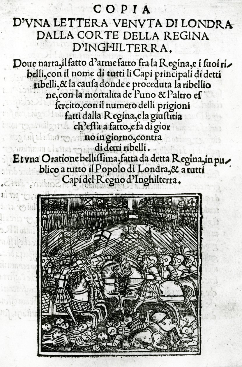 Titelseite für eine Kopie eines Briefes, der vom Hof der Königin von England gesendet wurde von Italian School