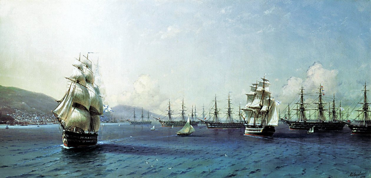 Schwarzmeerflotte in der Bucht von Theodosia, kurz vor dem Krimkrieg von Ivan Aivazovsky