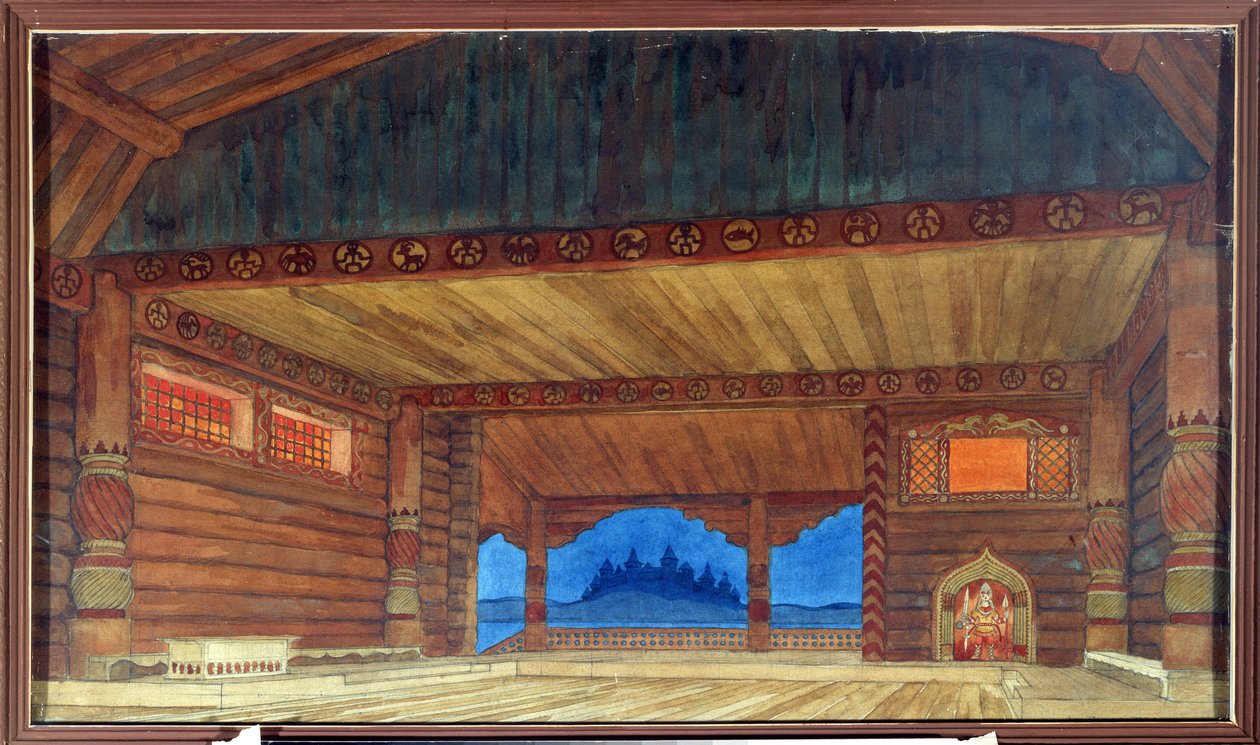 Vorbereitendes Bühnenbild für die Oper Ruslan und Ludmila von M. Glinka von Ivan Yakovlevich Bilibin