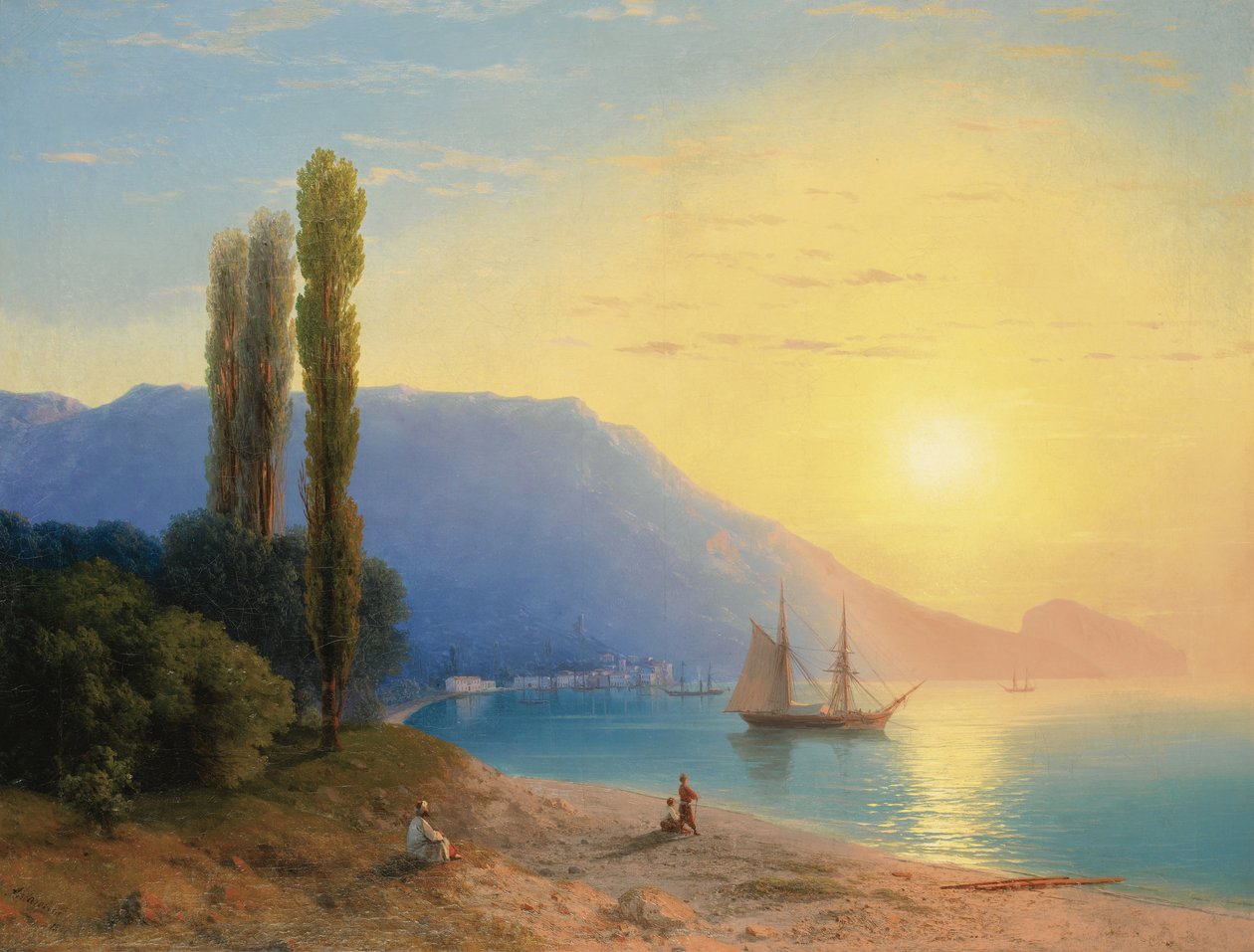 Sonnenuntergang über Jalta in der Krim - Gemälde von Ivan Aivazovsky, 1861 von Ivan Konstantinovich Aivazovsky