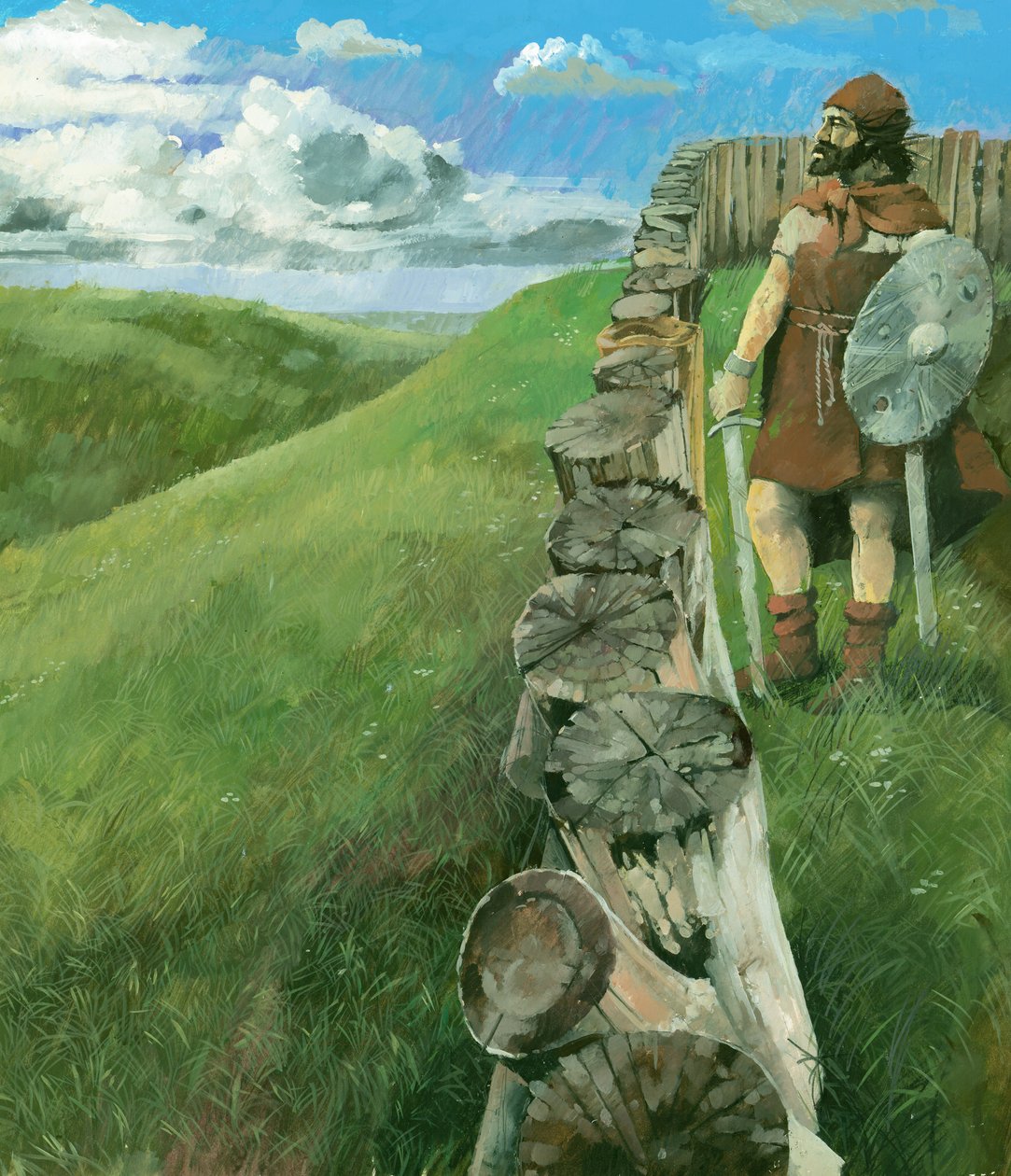 Eisenzeitlicher Mann auf Liddington Castle Hillfort, Swindon, Wiltshire, 1994 von Ivan Lapper