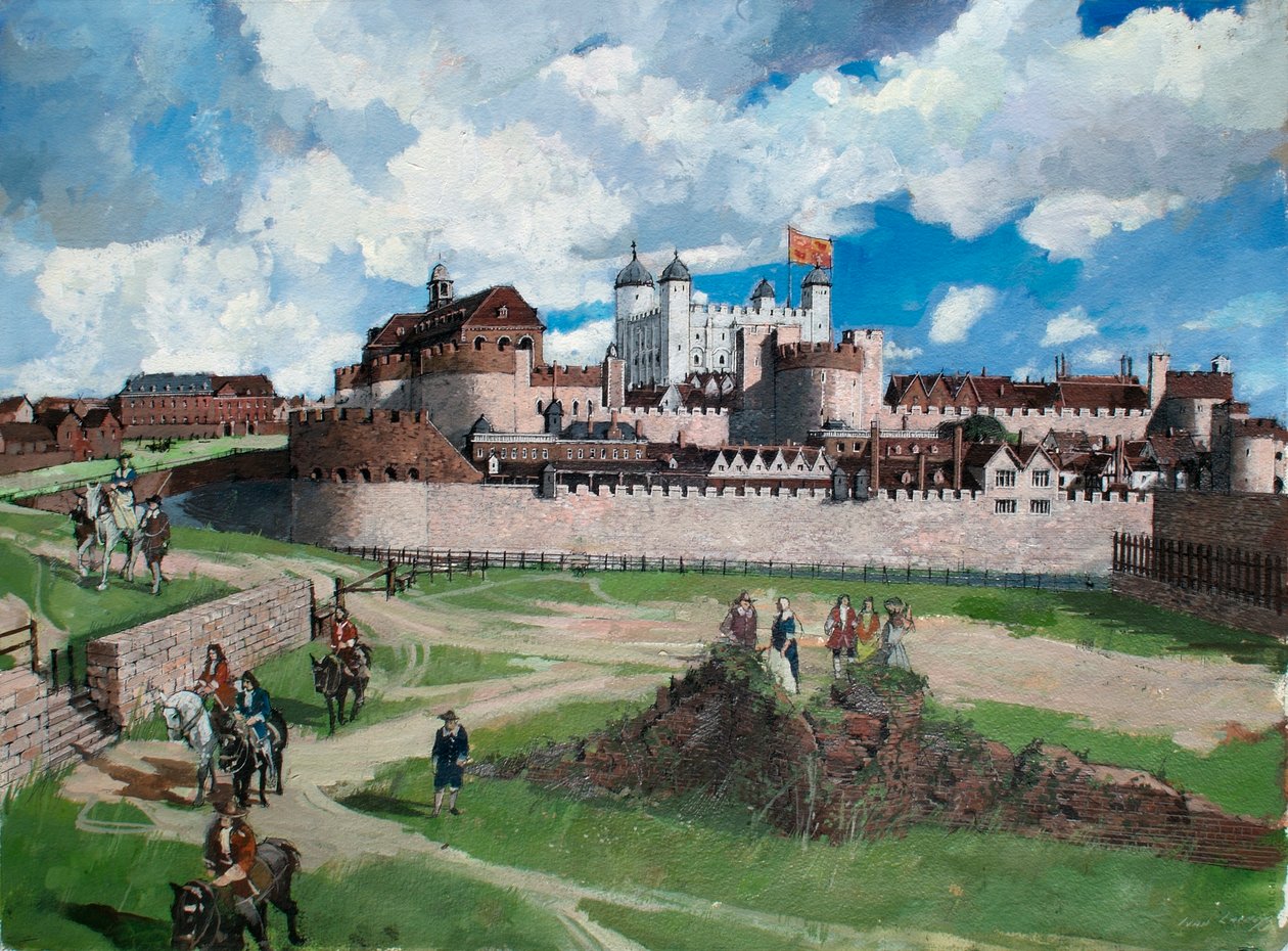 Rekonstruierte Ansicht des Tower of London von Westen um 1700 von Ivan Lapper