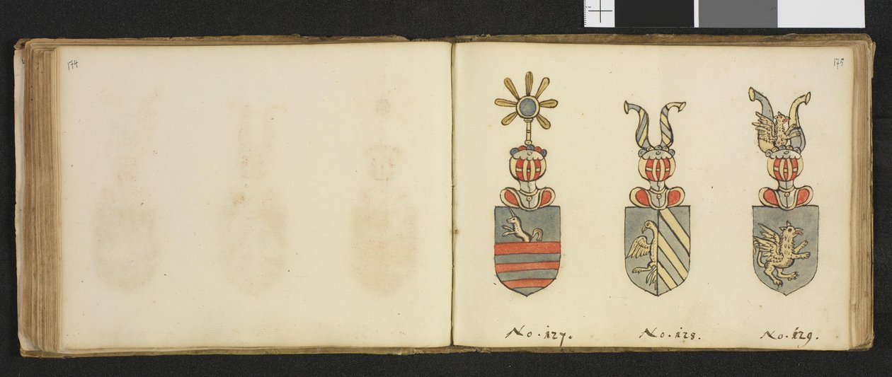 Illustration aus einem Privatarchiv in der Nationalbibliothek mit dem Titel Insignia quædam virorum illustrium in Norvegia quodam habitantium von Iver Nielssøn Hirtzholm von Iver Hirtzholm