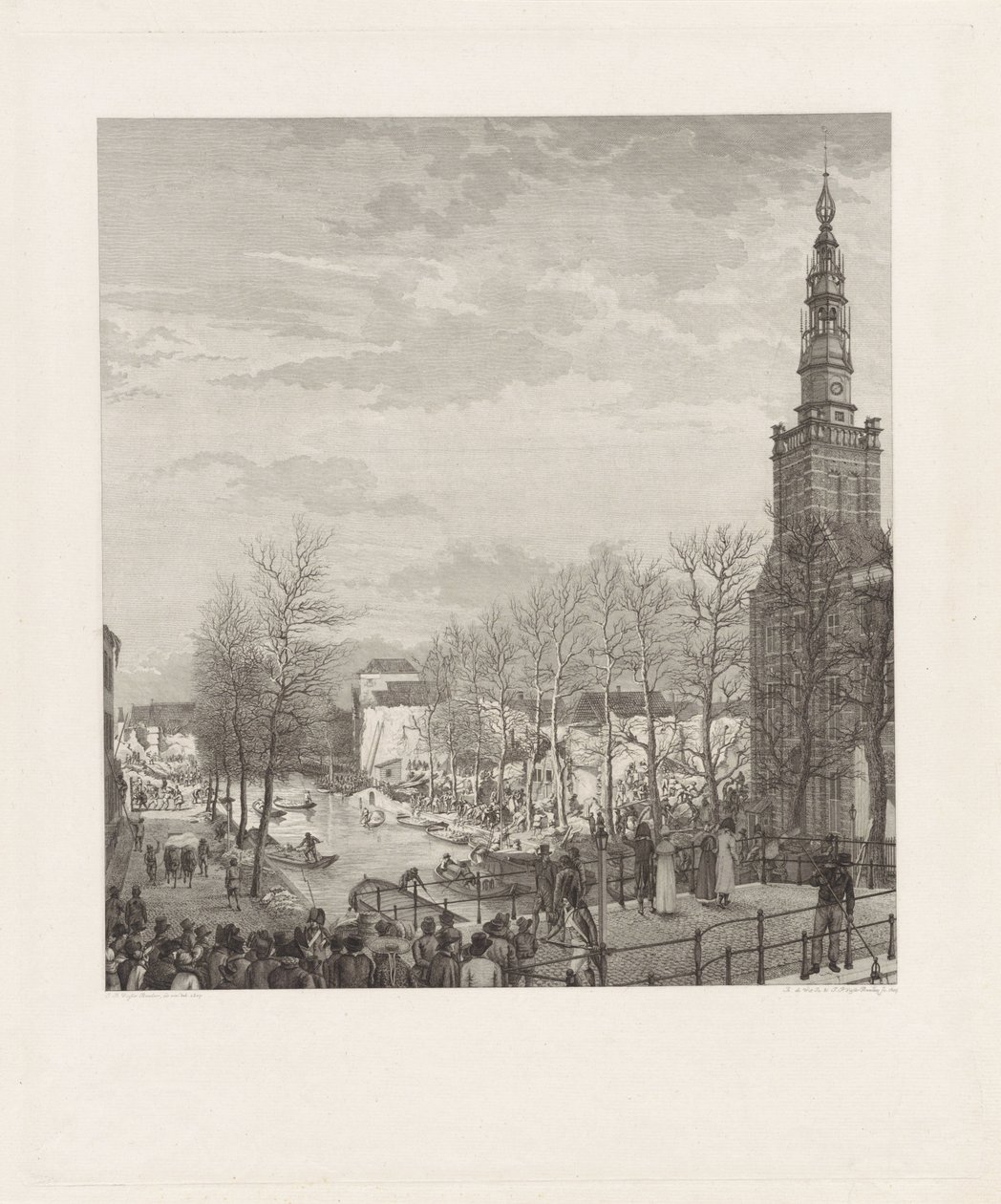 Zerstörung am Steenschuur nach der Leidener Pulverexplosion, 1807 von Izaak Jansz. de Wit