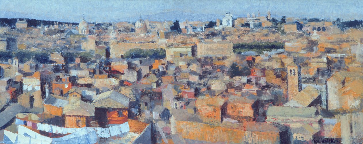 Rom, Blick von der Spanischen Akademie auf den Gianicolo, 1968 von Izabella Godlewska de Aranda