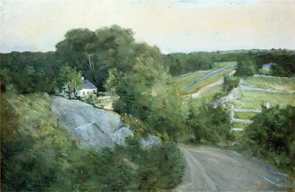 Grüne Hügel und Ackerland von J. Alden Weir
