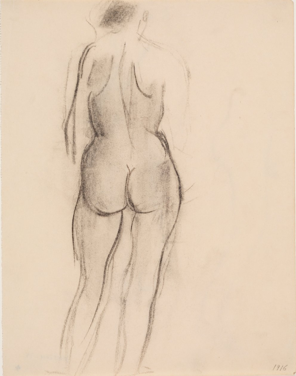 Weibliches stehendes Modell, von hinten gesehen von J.A. Jerichau