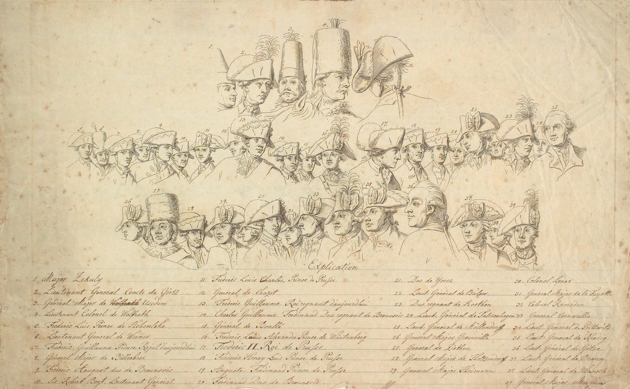 Erläuterungsblatt zu "Friedrich der Große reitet nach einer Revue in Potsdam nach Hause" von J.F. Clemens