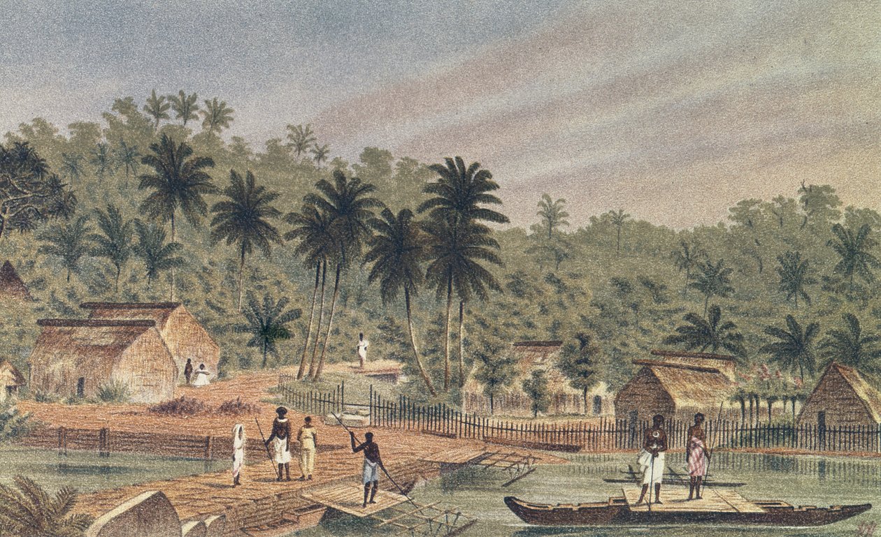 Dorf Ngaloa, Kandan, Fidschi, aus At Anchor von J.J. Wild von J.J. Wild