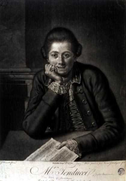 Mr Tenducci, graviert von John Finlayson (1730-76) von J. (after) Bruscett