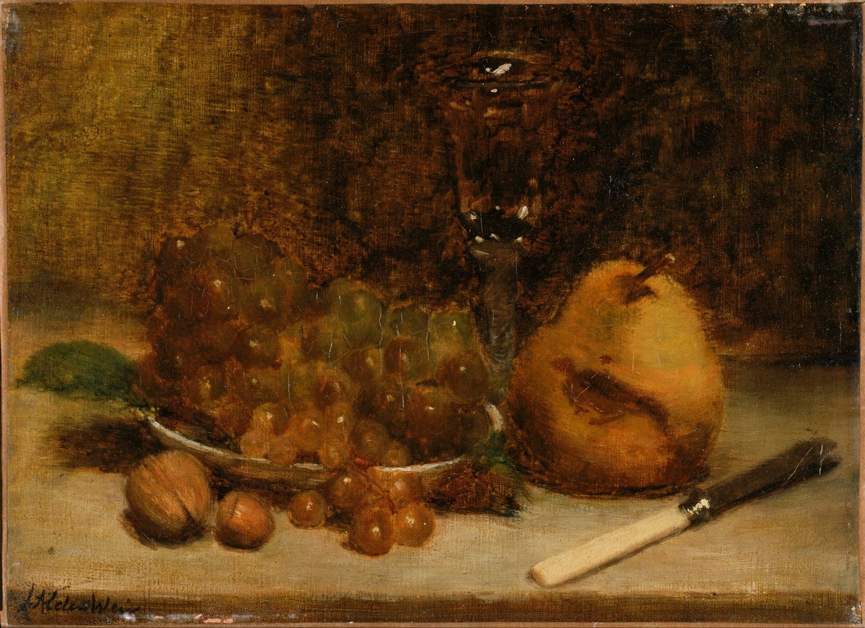 Trauben, Messer und Glas von J. Alden Weir