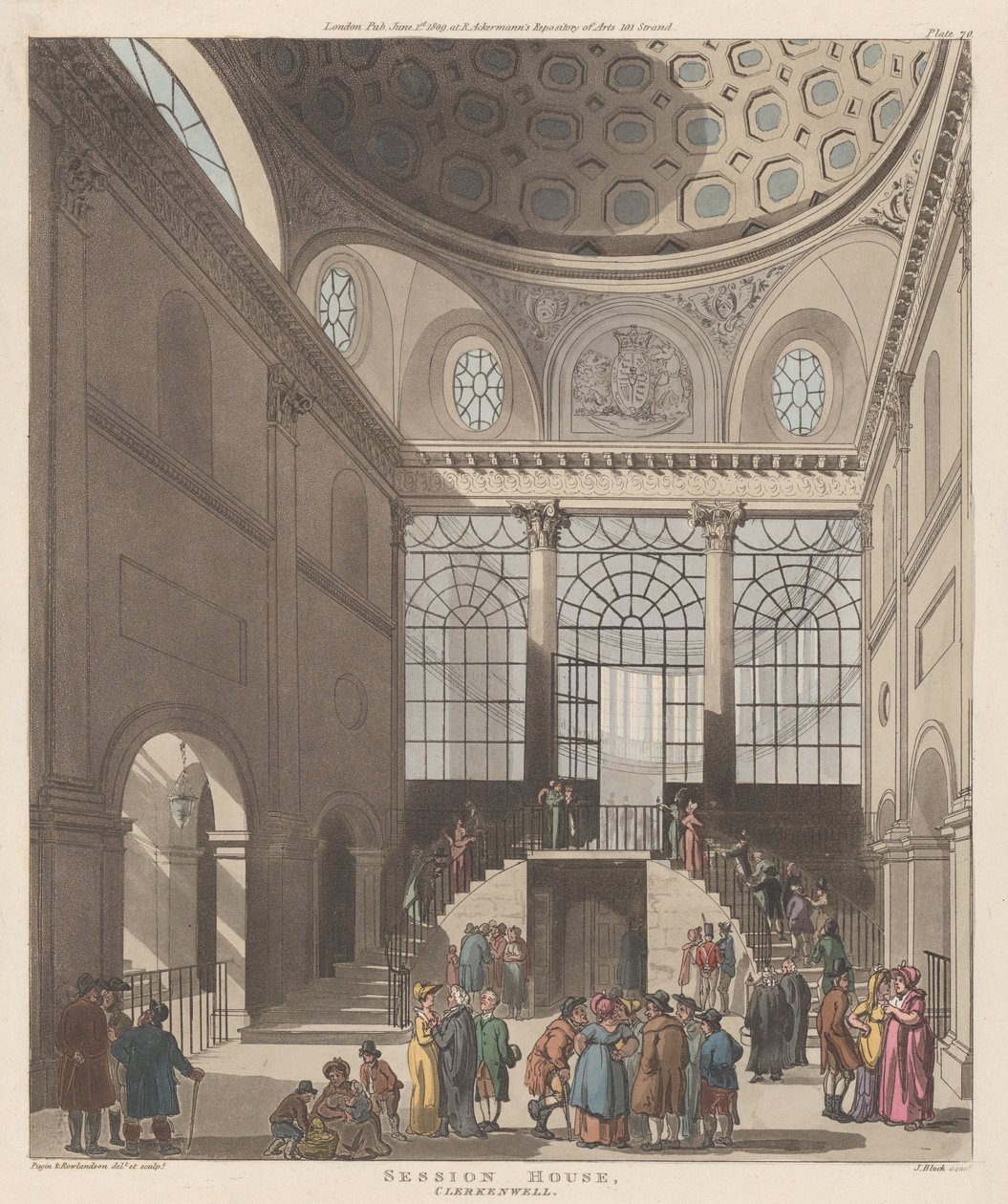 Session House, Clerkenwell, 1. Juni 1809 von J. Bluck