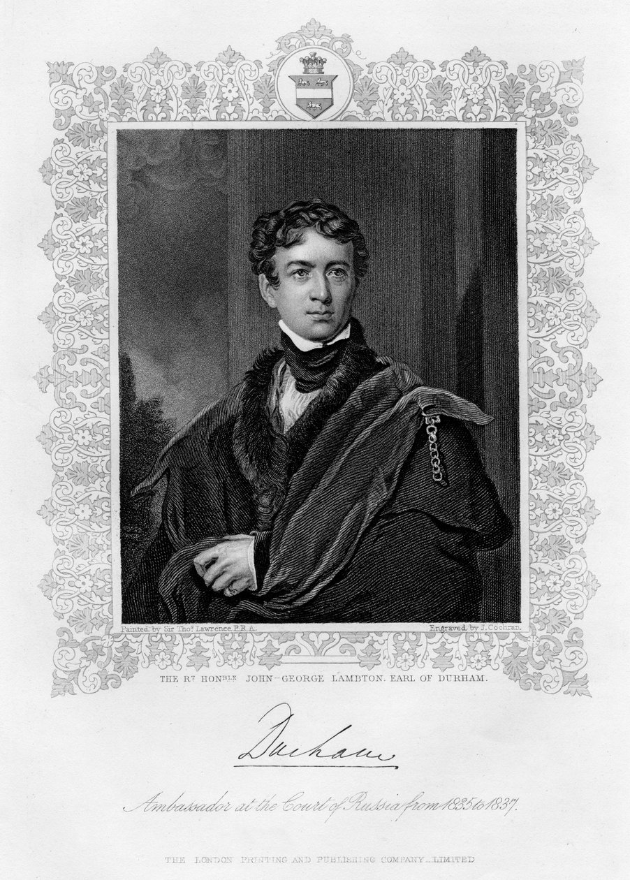 John George Lambton, Earl of Durham, 19. Jahrhundert von J. Cochran