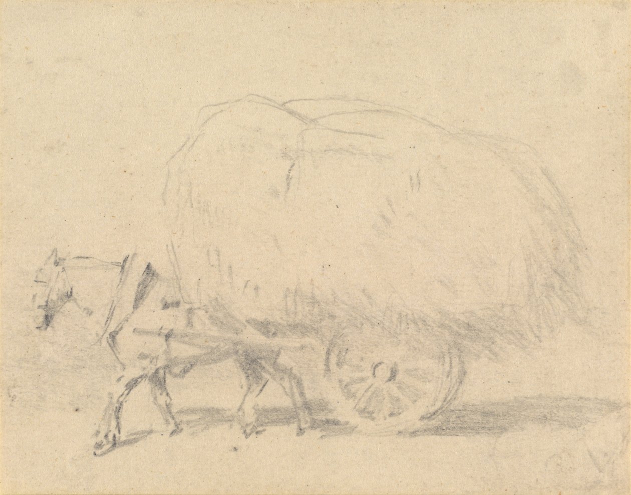 Ein Pferd zieht eine Ladung Heu von J. Frederick Tayler