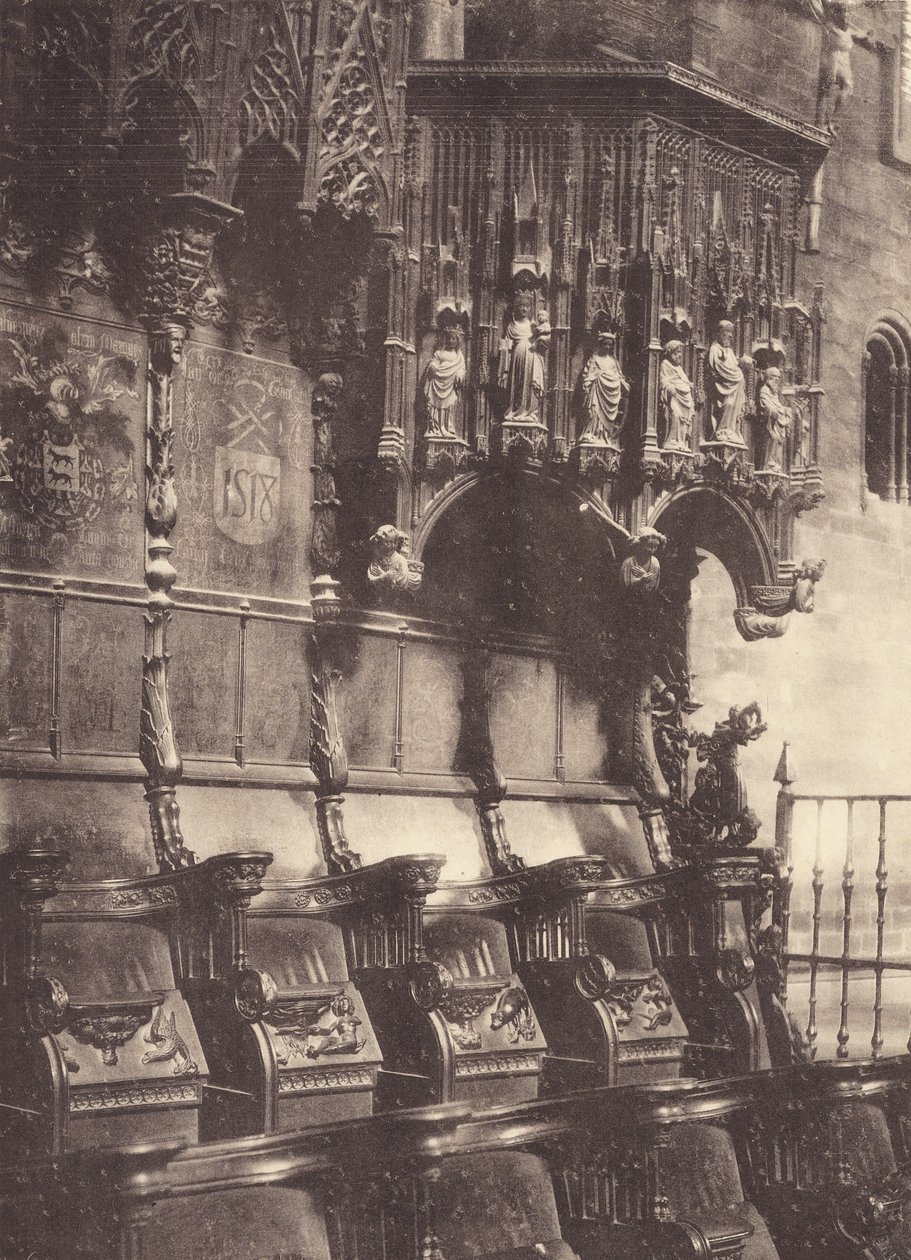 Chorstühle und Kanzel in der Kathedrale von Barcelona von J. Furnells