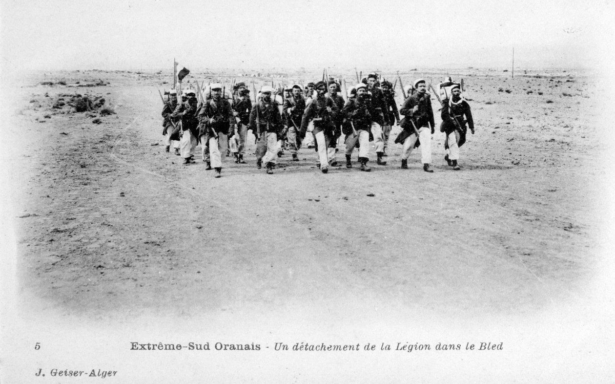 Ein Detachement der französischen Fremdenlegion in der Sahara, Algerien von J. Geiser