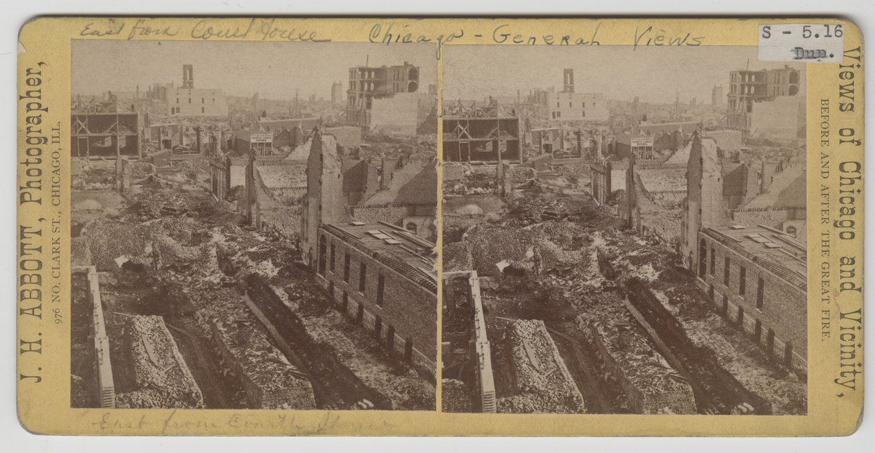Blick nach Osten vom Gerichtsgebäude nach dem Chicagoer Brand von 1871 von J. H. Abbott