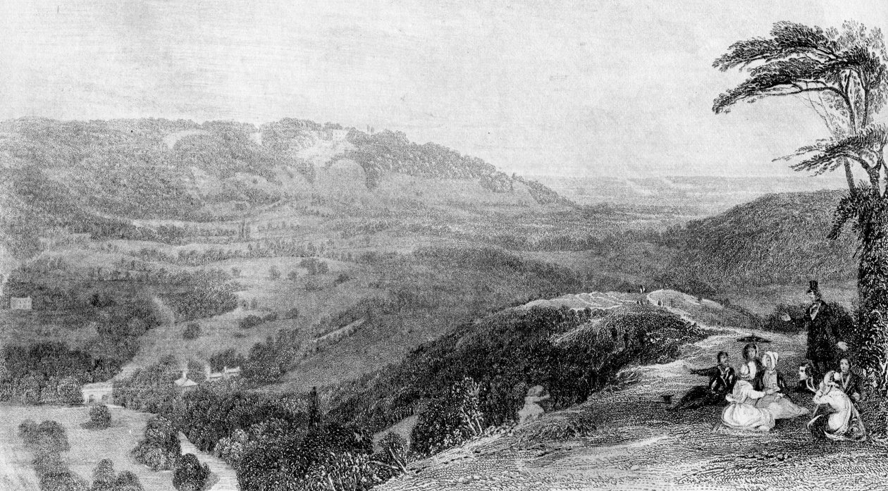 Blick von Box Hill, Richtung Norbury, Surrey, 19. Jahrhundert von J. H. Kernot