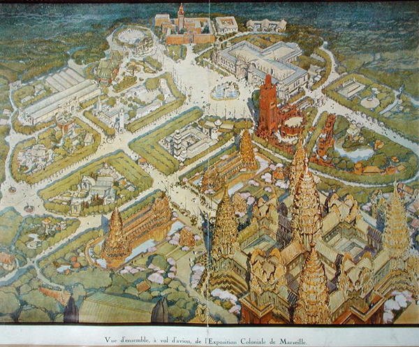 Vogelperspektive der Internationalen Übersee-Ausstellung in Marseille von J. H. Lambert