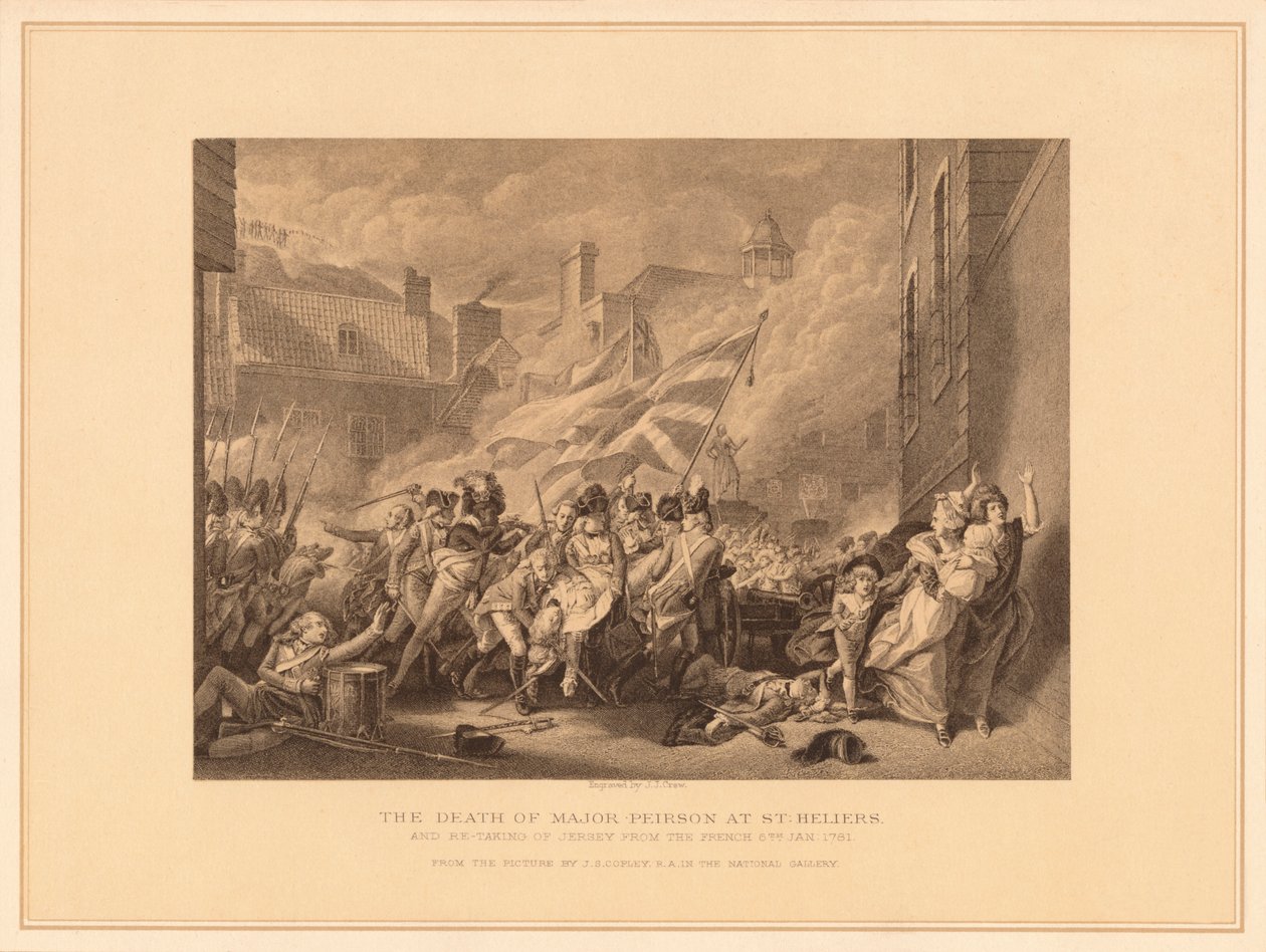 Der Tod von Major Peirson in St. Heliers, 1781 von J. J. Crew