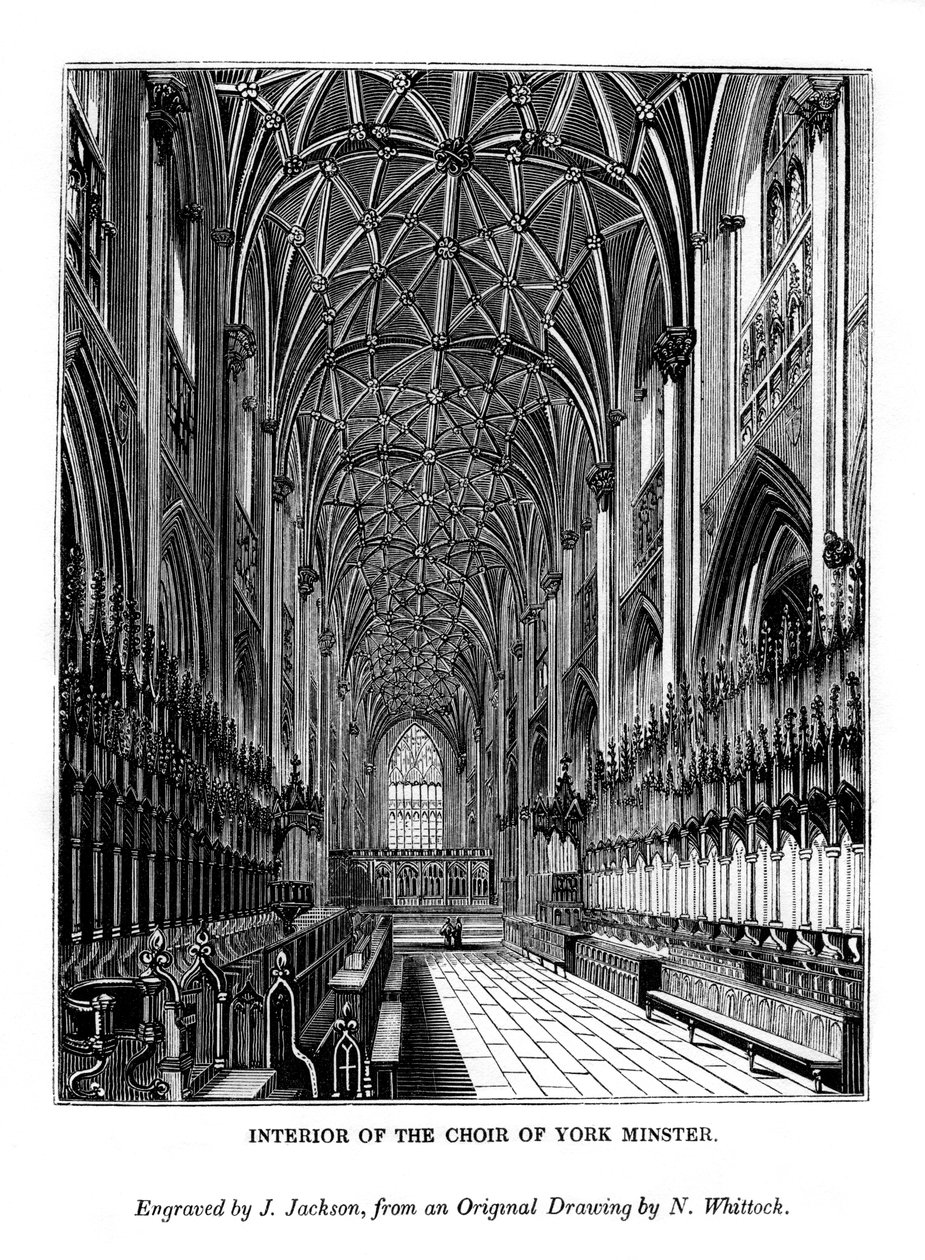 Inneres des Chors der York Minster, ca. 1830-1860, 1843 von J. Jackson