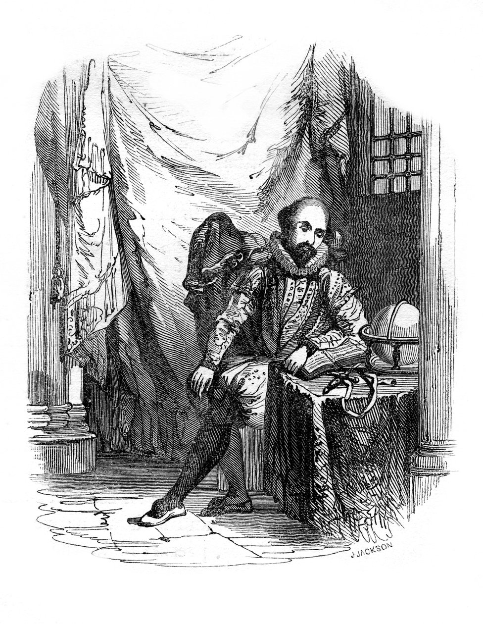 Sir Walter Raleigh im Tower of London von J. Jackson