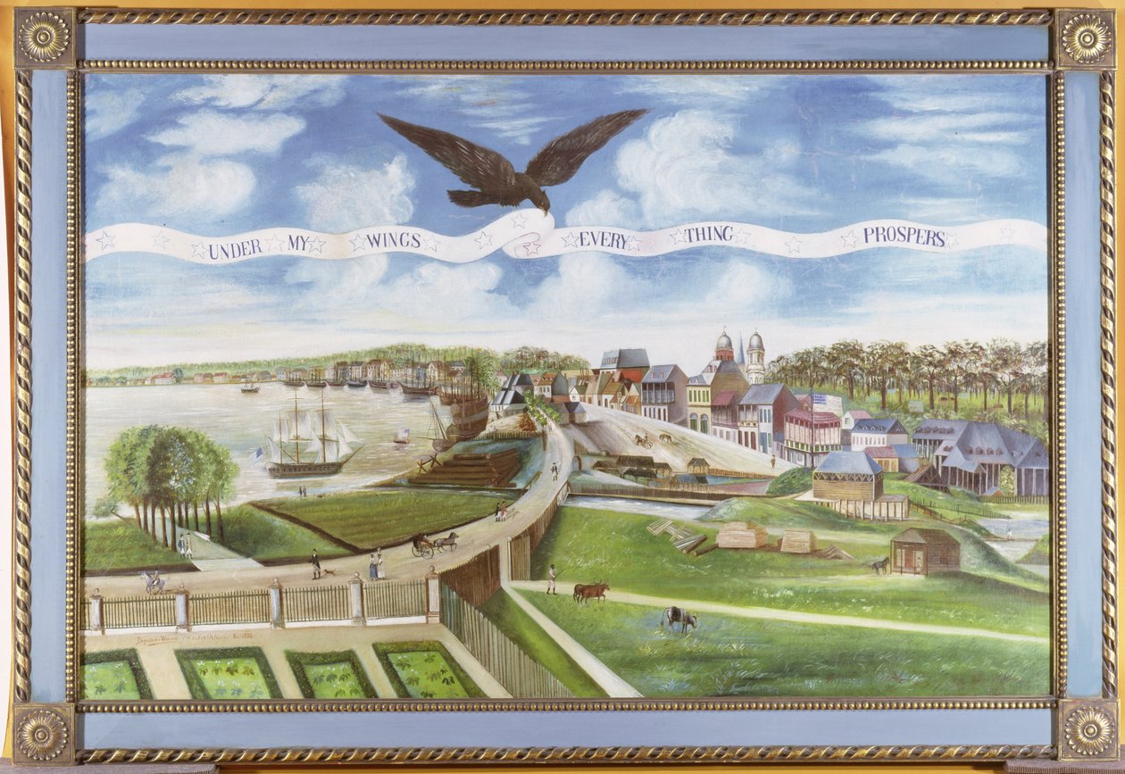 Blick auf New Orleans von der Plantage von Marigny, 1803 von J. L. Bouquet de Woiseri