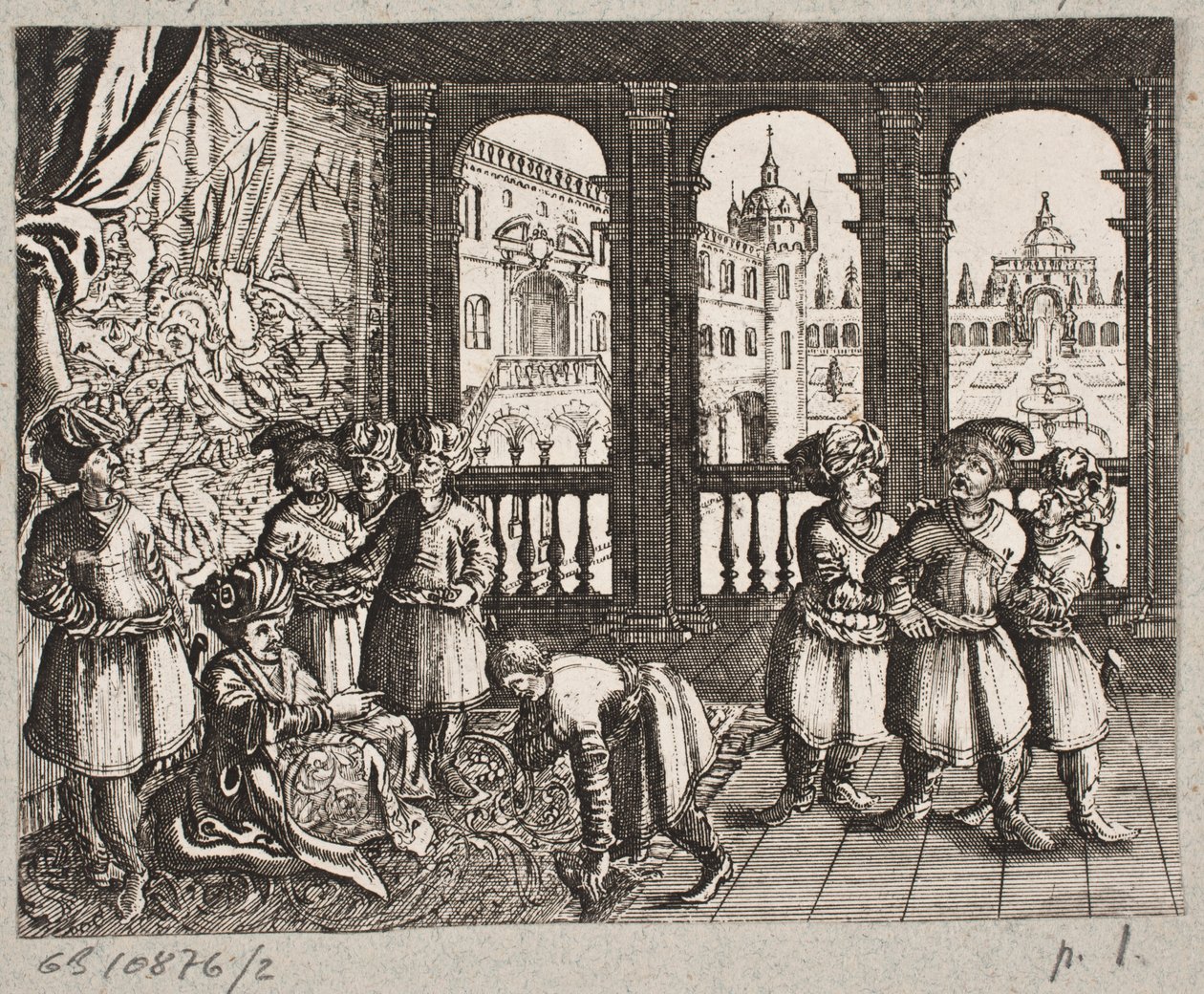 Illustration zu Adam Olearius, „Persianischer Rosenthal von einem Sinnreichen Poeten Schich Saadi“, Schleswig 1660 von J. Muller