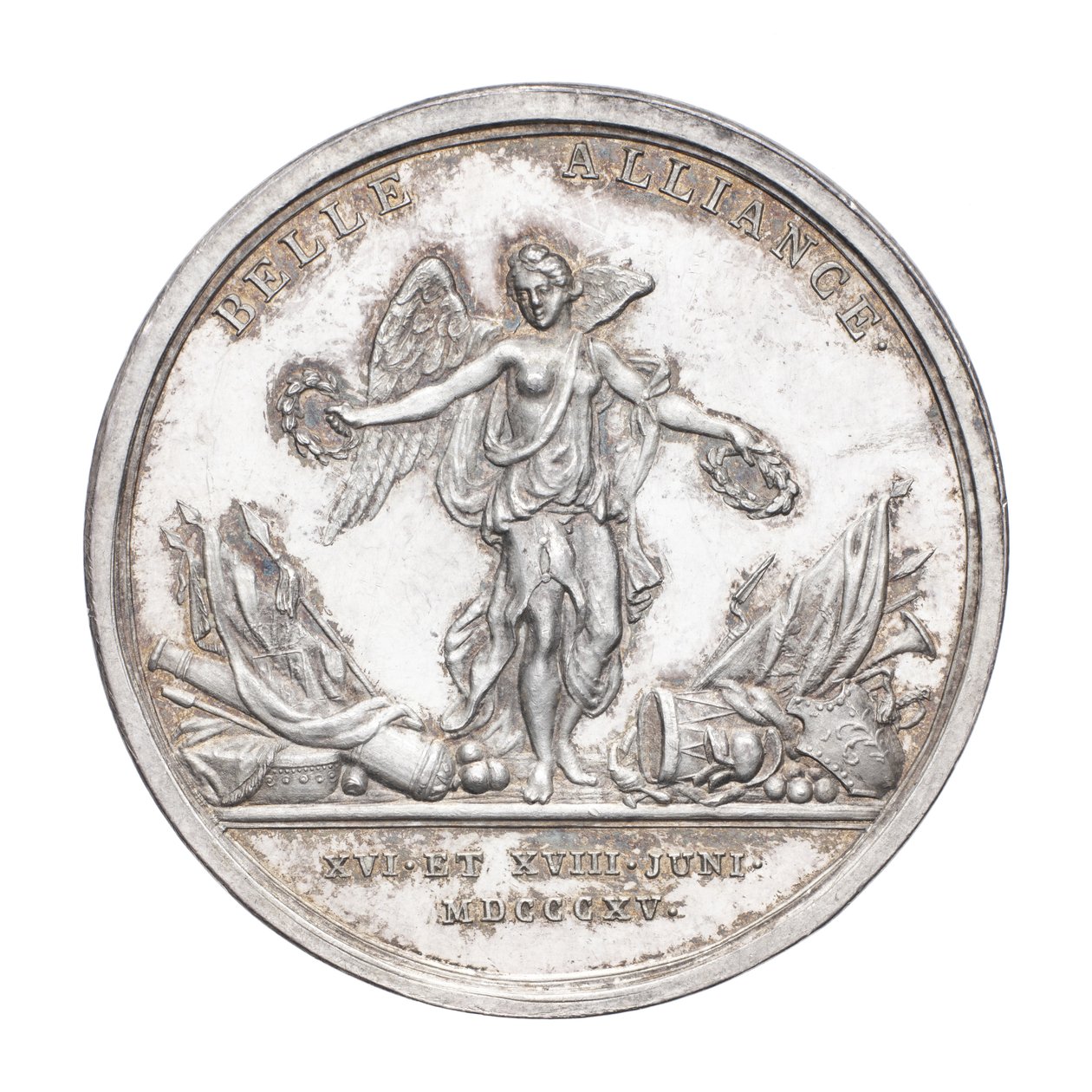 Medaille zur Erinnerung an den Herzog von Wellington und Feldmarschall von Blücher 1815, ca. 1815 (Silber) von J. N. Lang