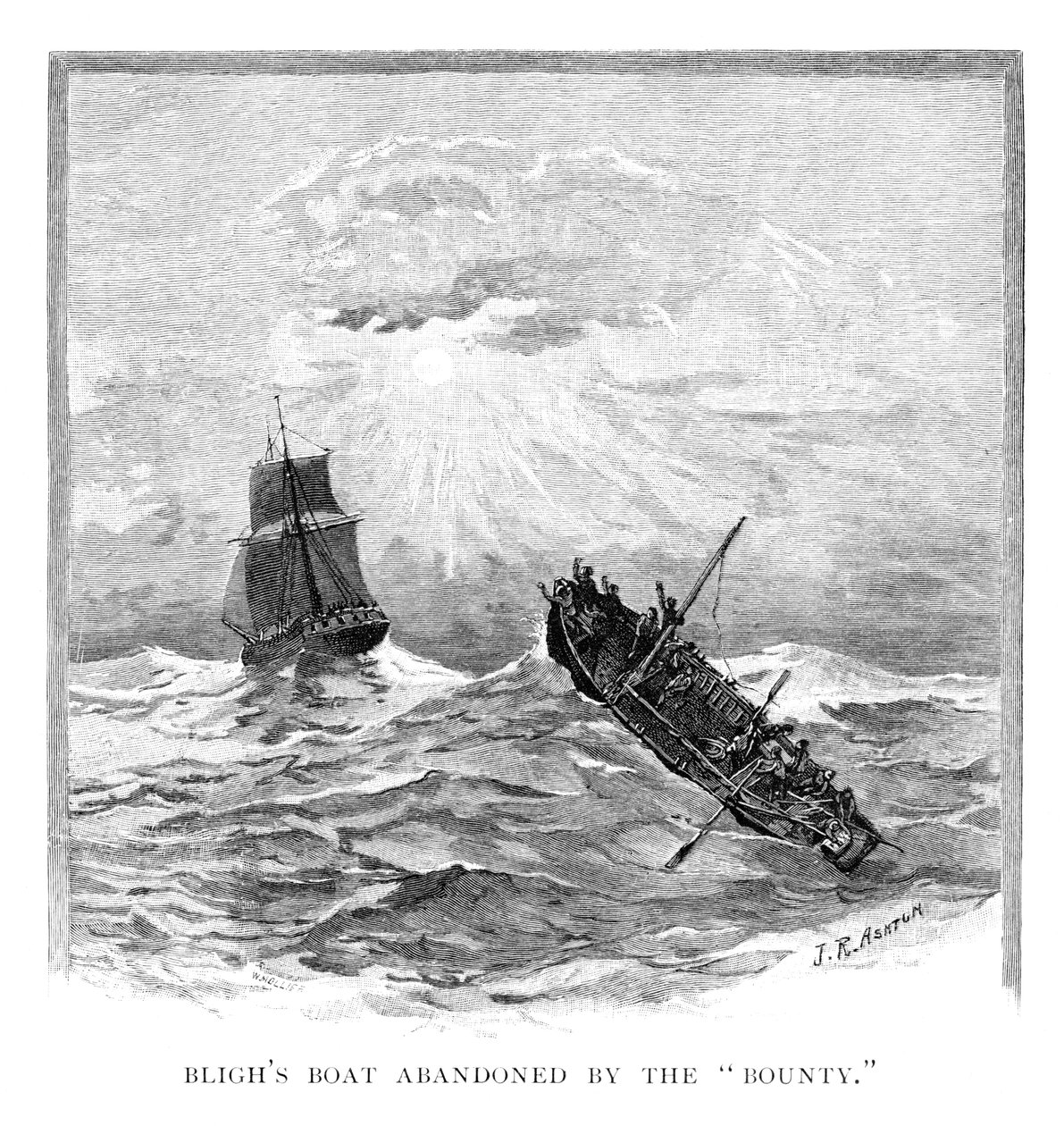 Kapitän Blighs Boot von der Bounty verlassen, 1789 1886 von J. R. Ashton
