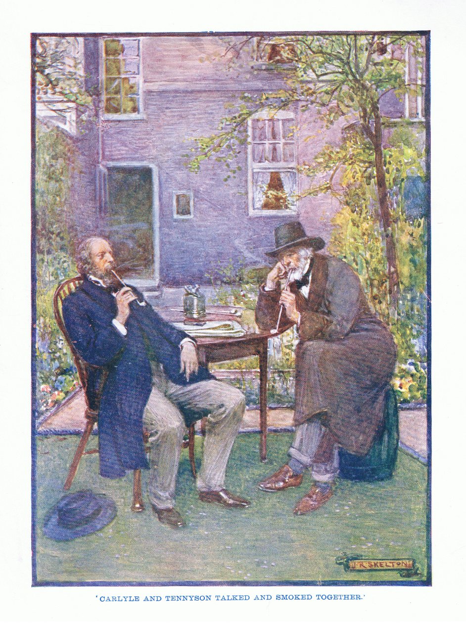 Carlyle und Tennyson sprachen und rauchten zusammen, aus Englische Literatur, veröffentlicht von T C & EC Jack, ca. 1920 von J. R. Skelton