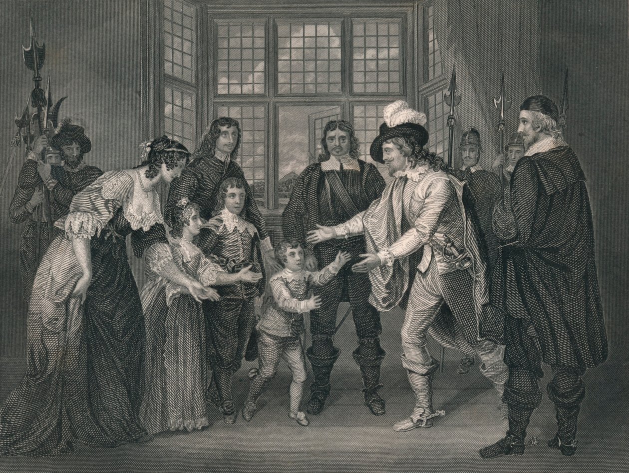 Das Interview von Karl I. mit seinen Kindern, 1649, frühes bis mittleres 19. Jahrhundert von J. Rogers